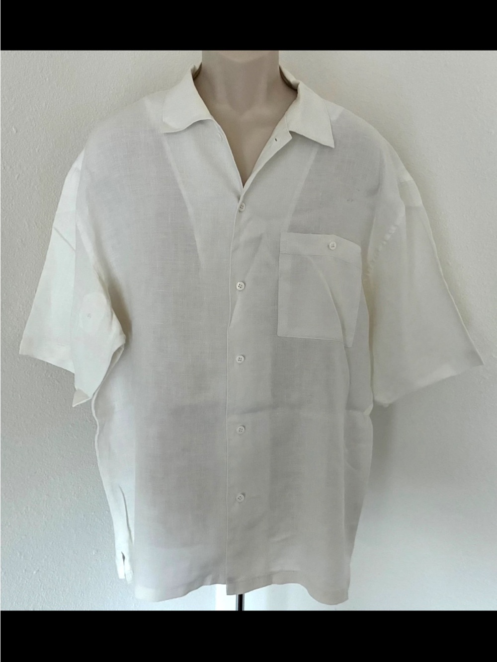 Elan Mens Casual Resort White Linen Shirt Button Down Short Sleeve Pocket Sz XXL